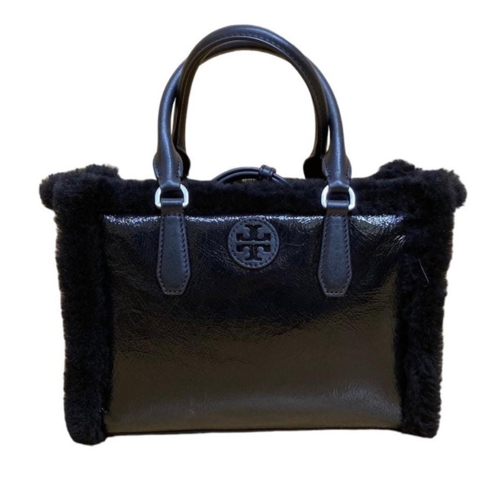 Tory Burch Blake Patent Leather Shearling Tote
